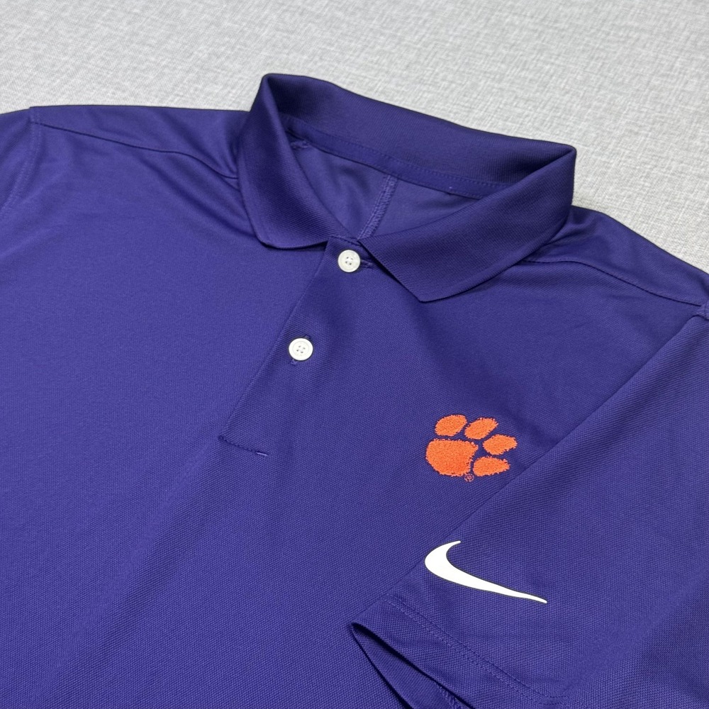 Nike Polo Shirt Mens Small Purple Clemson Dri-FIT Victory Solid Performance